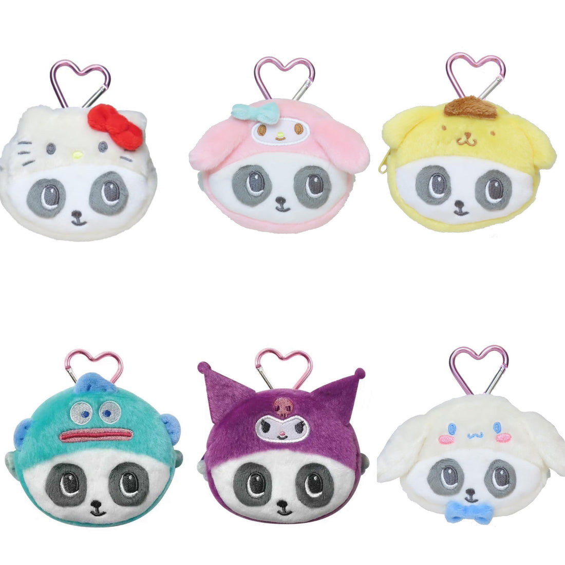 Sanrio|Panshell Characters Face Mini Pouch with Carabiner|90x80x25mm approx.