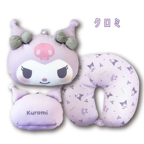 Sanrio三丽鸥| 2 Way Neck Pillow Cushion - Kuromi脸型两用U型枕/抱枕/正反都可爱|约H20 x W30cm