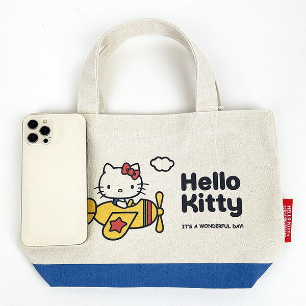 Hello kitty凯蒂猫|50周年限定kitty乘飞机较厚质感托特包/内有侧袋|约19cm×30cm×10cm