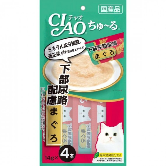 Ciao伊纳宝 |CIAO Chu-ru For Lower Urinary Tract Care 猫咪食用功能型补水/吞拿鱼毛条/猫咪零食| 14gx4pcs【26.02】