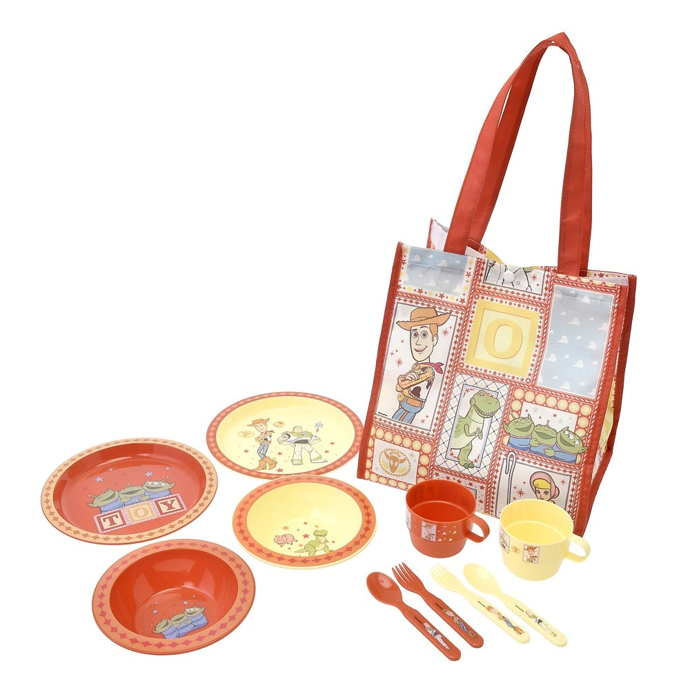 Disney|玩具总动员三眼仔超丰富叉勺杯盘碗餐具10样套组+同款单肩收纳包/野餐组