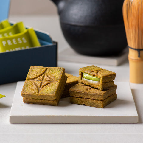 Press butter sand|黄油焦糖奶油夹心酥曲奇/宇治抹茶口味/北海道生奶油|5枚入【24.06.10】