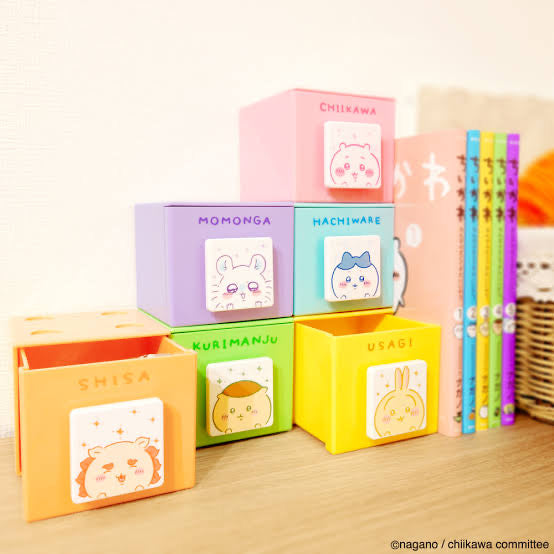 Chiikawa 吉伊卡哇|角色可爱桌面小收纳盒/小抽屉/有卡槽/可牢固叠堆|约H80xW89xD90mm
