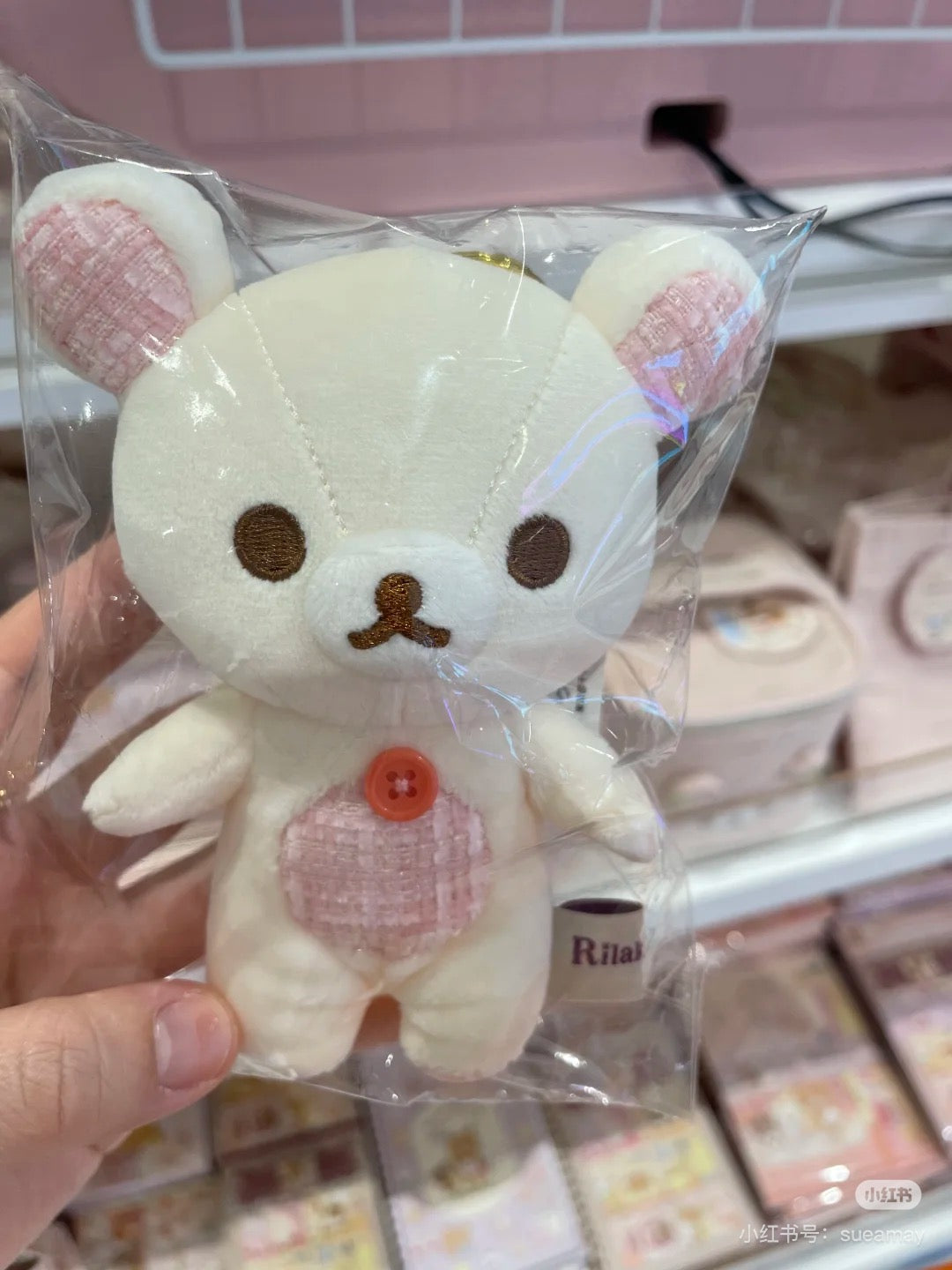 Rilakkuma轻松熊|Hanging Plush / Wonderful House奇妙屋粗花格子小香风毛绒玩偶挂件/包挂|约130×100×55mm