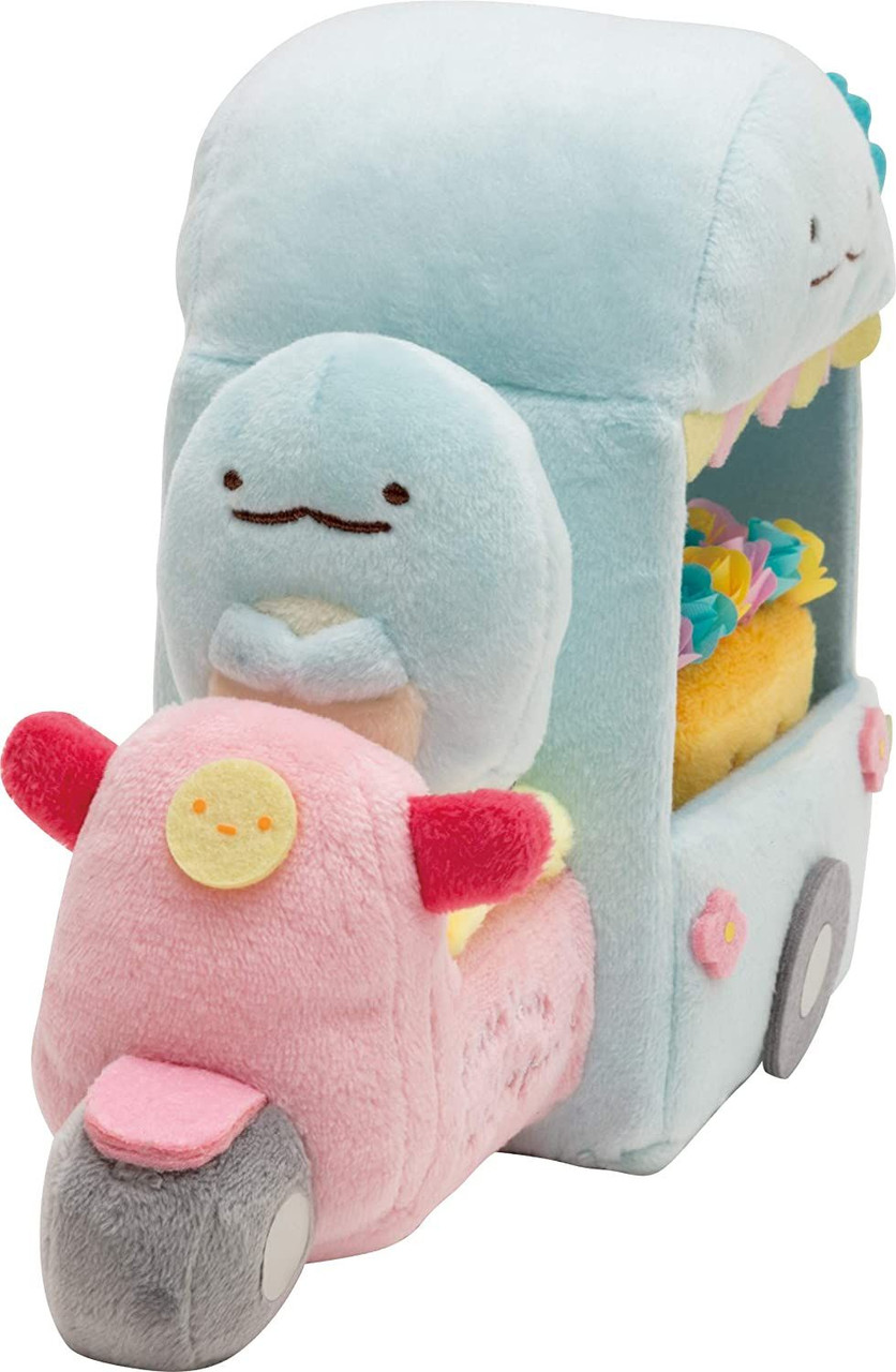 Sumikko gurashi角落生物|San-x Sumikko Gurashi Scene Plush Toy "Flower Wagon" 水龙花车鲜花速递毛绒场景沙包玩偶/摆件|约150 × 210 × 85 毫米