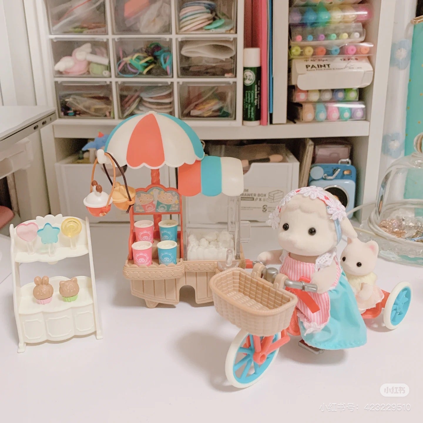 SylvanianFamilies森贝儿家族|Popcorn Delivery Trike-Sheep Mother Barbara羊妈妈爆米花贩卖车摊套组/三轮车摊可拆卸5653