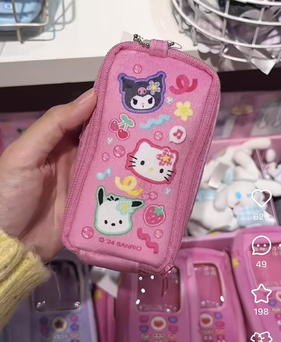 【Customize in Elizabeth store】Sanrio|characters Mobile phone charm bag with Sanrio family doll Keychain/All 6 types|1pcs