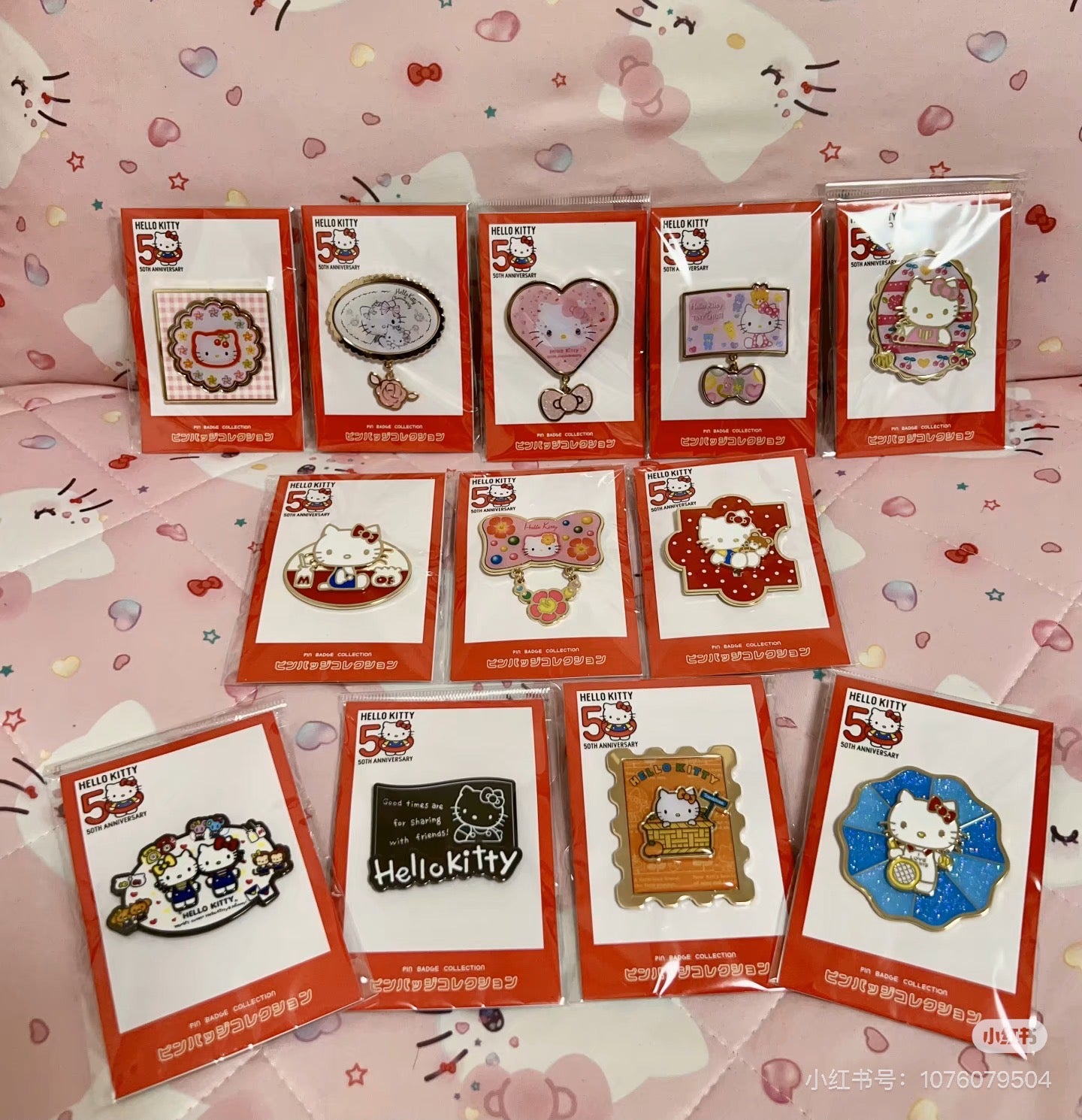 Sanrio|Pin Badge - Hello Kitty 50th Anniversary Pink|50.8x65mm approx.