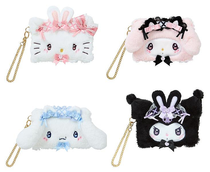 Sanrio| Dream Ribbon Face-shaped Card Case Plush Keychain|13×1×11.5cm approx.