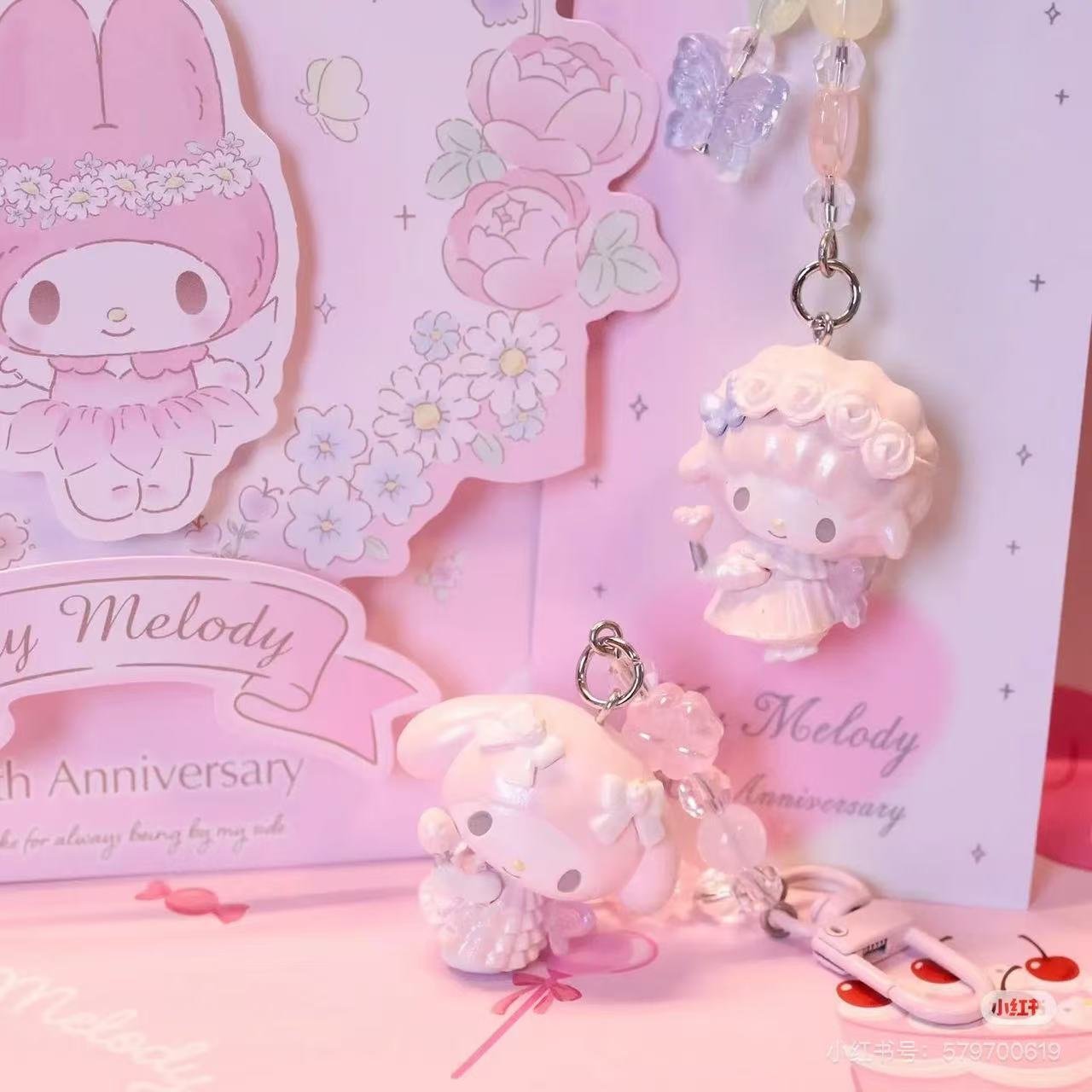 【limit 1/ entire series】Sanrio|My Melody 50th Anniversary keychain/ Phone Charm|W3.5 x D2 x H11 cm approx.