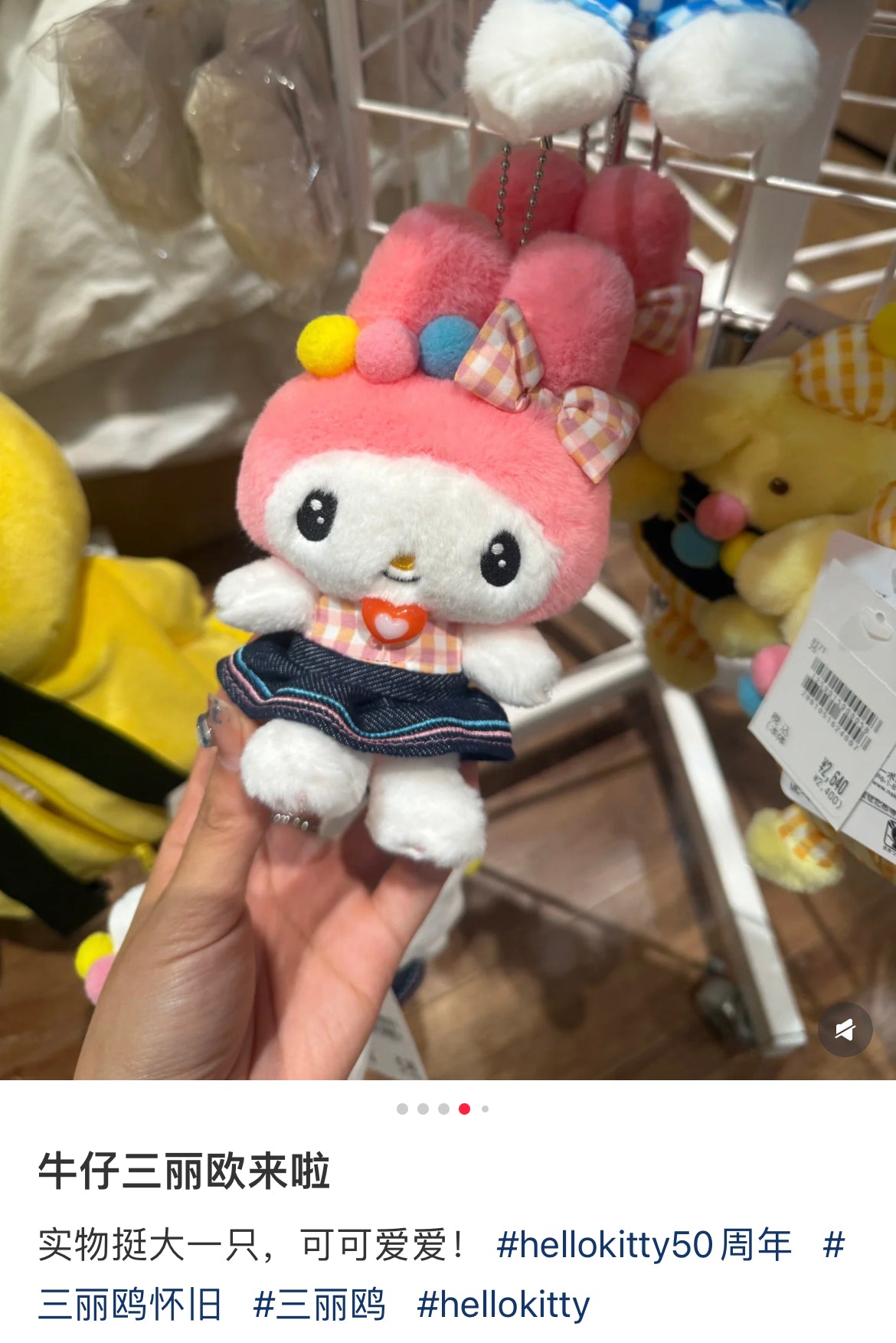 Sanrio|Gingham Denim Mascot Holder /Plush Keychain|14×10.5×7.5cm approx.