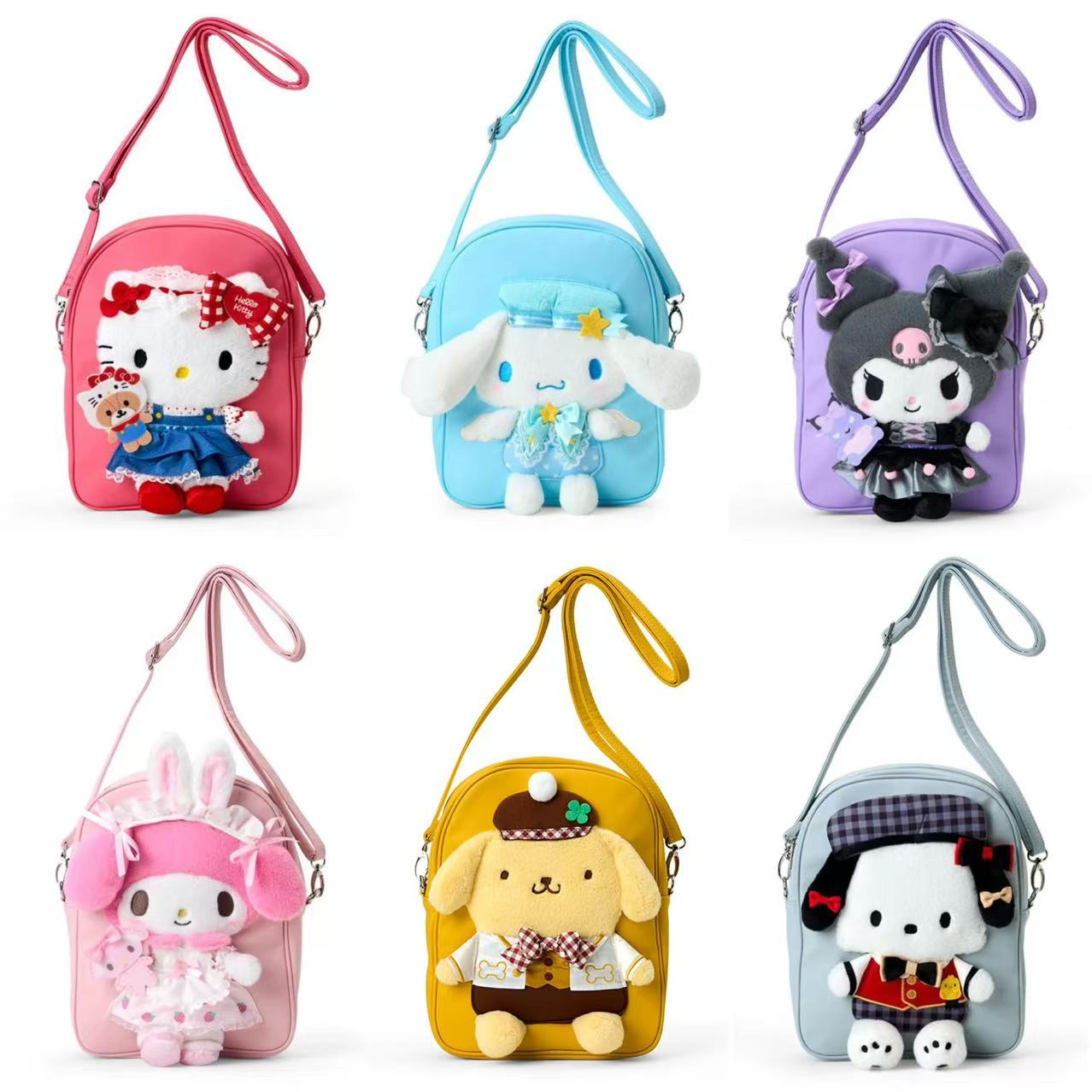 Sanrio|Character Grand Prix 4th Edition Outfit Collection 2-Way Plush Crossbody Shoulder Pouch Bag|6.5×11cm approx.