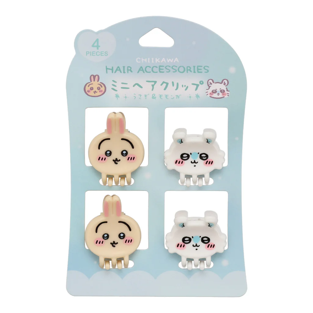 Chiikawa 吉伊卡哇|Mini Hair Clip 4pcs可爱角色脸型树脂抓夹/发夹/刘海夹|4枚入
