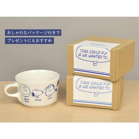 Snoopy|漫画风白青色陶瓷马克杯/soup杯|約340ml
