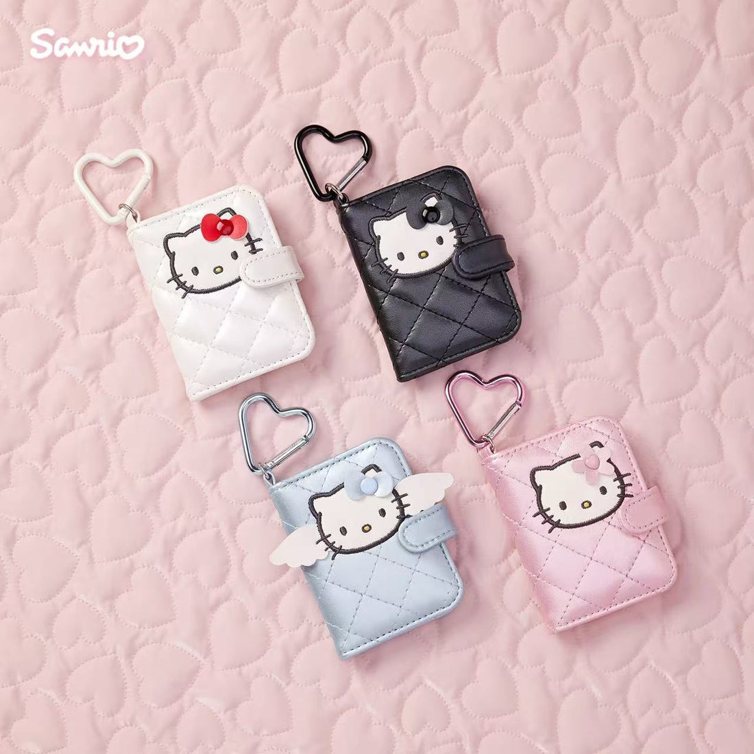 Hello Kitty|Miniature Quilt Notebook Style Double-sided Compact Mirror with Carabiner|7×2.5×8.5cm approx.