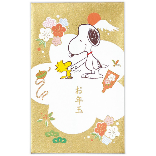 SNOOPY史努比|Peanuts蛇年豪华金色新年贺卡信封红包套装/3枚入|约105×65mm