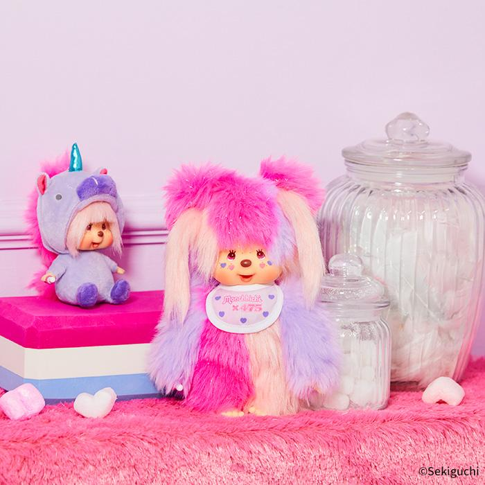 Monchhichi|Shinako475 x Monchhichi S Cotton Candy Plush Dolls/PlushToy|H21.5 x W14 x D7cm approx.