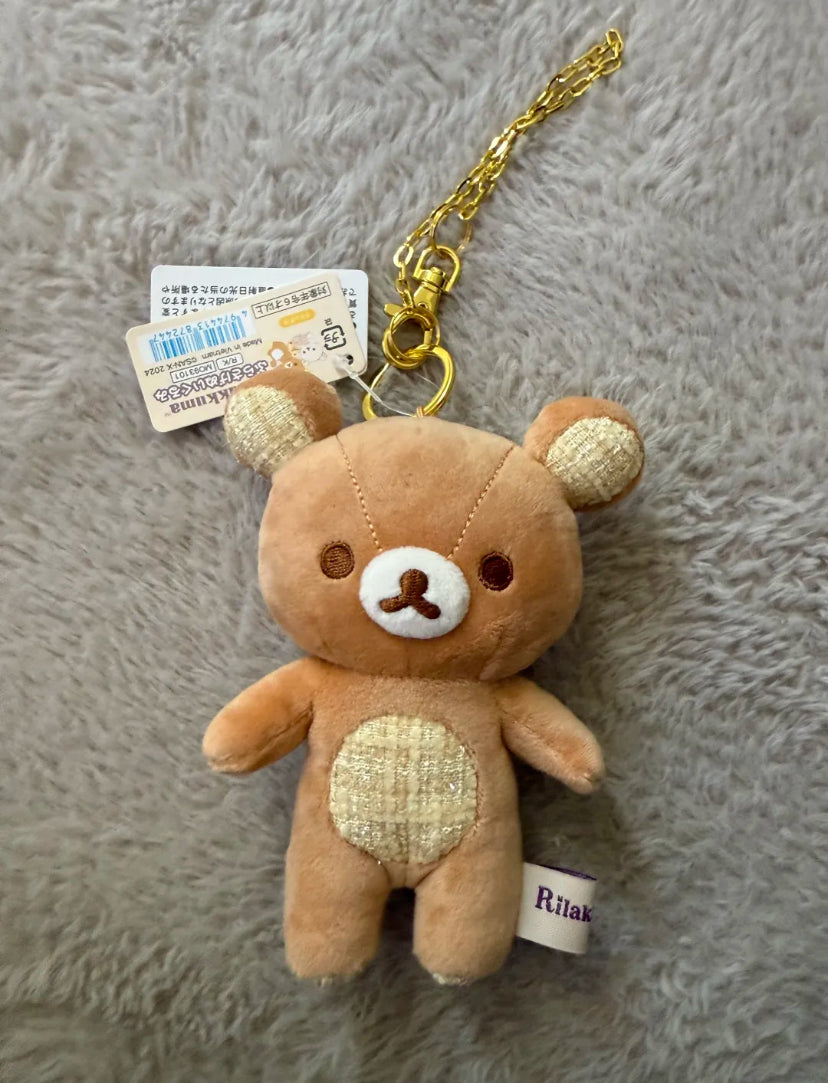 Rilakkuma轻松熊|Hanging Plush / Wonderful House奇妙屋粗花格子小香风毛绒玩偶挂件/包挂|约130×100×55mm