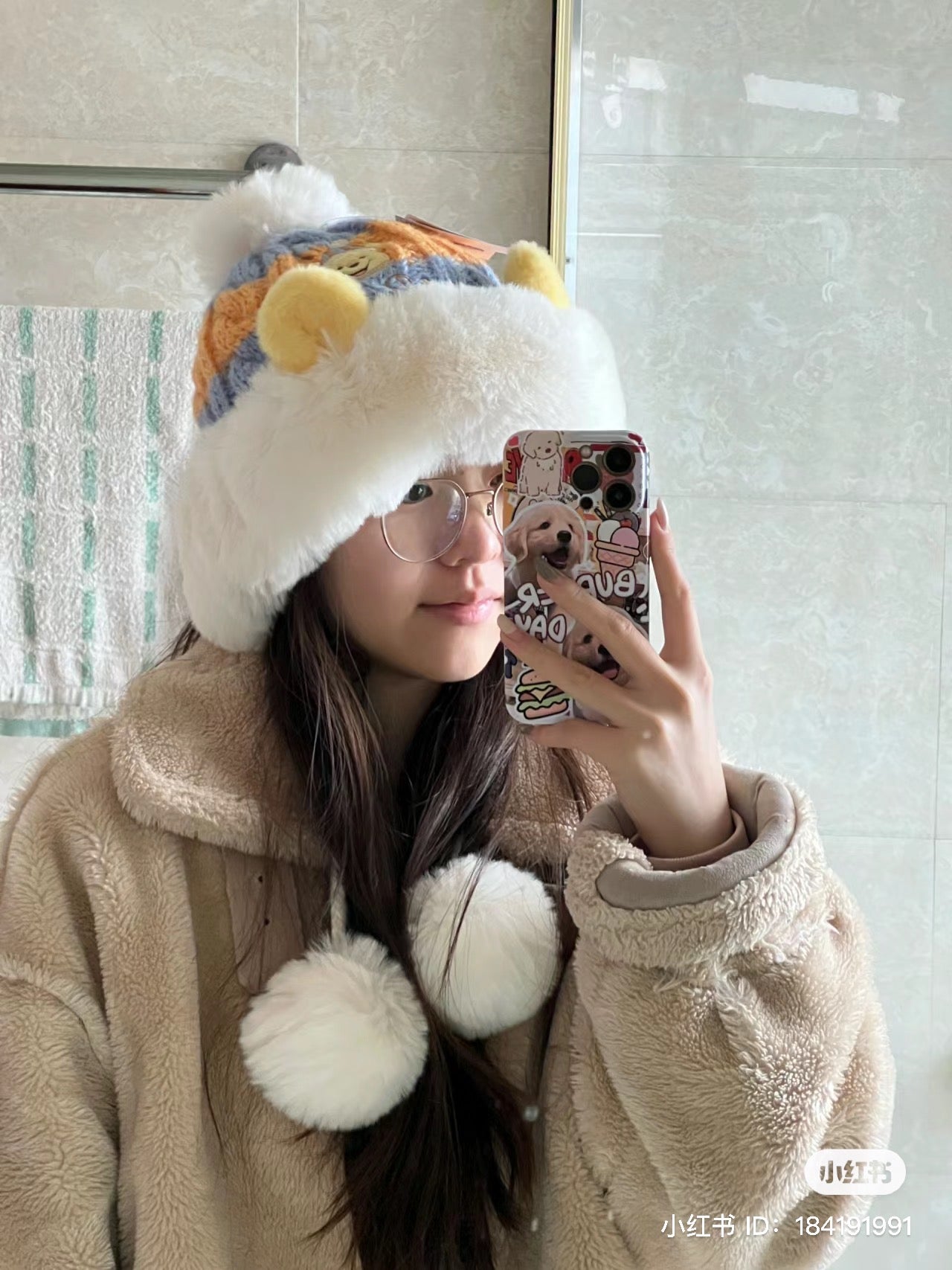 Disney SH|winnie the pooh冬日维尼和朋友们限定毛茸茸白球球绒线帽