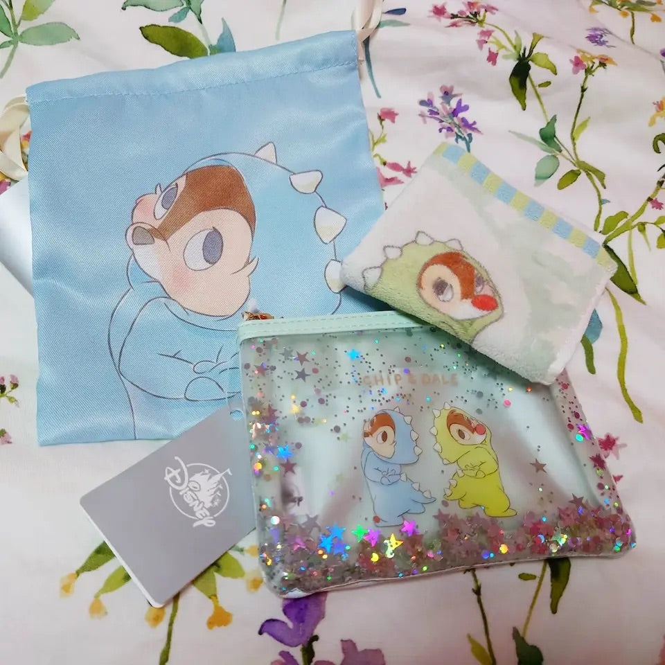 Disney|奇奇蒂蒂小龙换装双面束口袋/巾着|縦約21×横18×厚み1.5(cm)