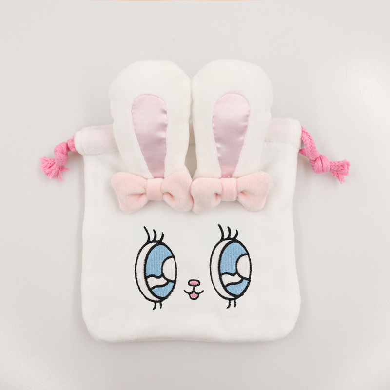 EstherBunny艾丝乐小兔|奶油兔脸型束口袋/巾着包/收纳袋/内里有也有兔兔图案|约H150xW130mm