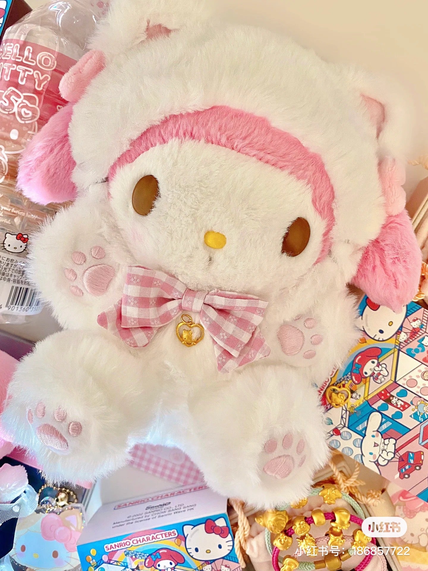 Sanrio|2024奶fufu的限定肉球猫咪系列玩偶/公仔/肉垫垫/粉爪爪/如拿铁系列一样好摸|约17 x 17 x 9cm