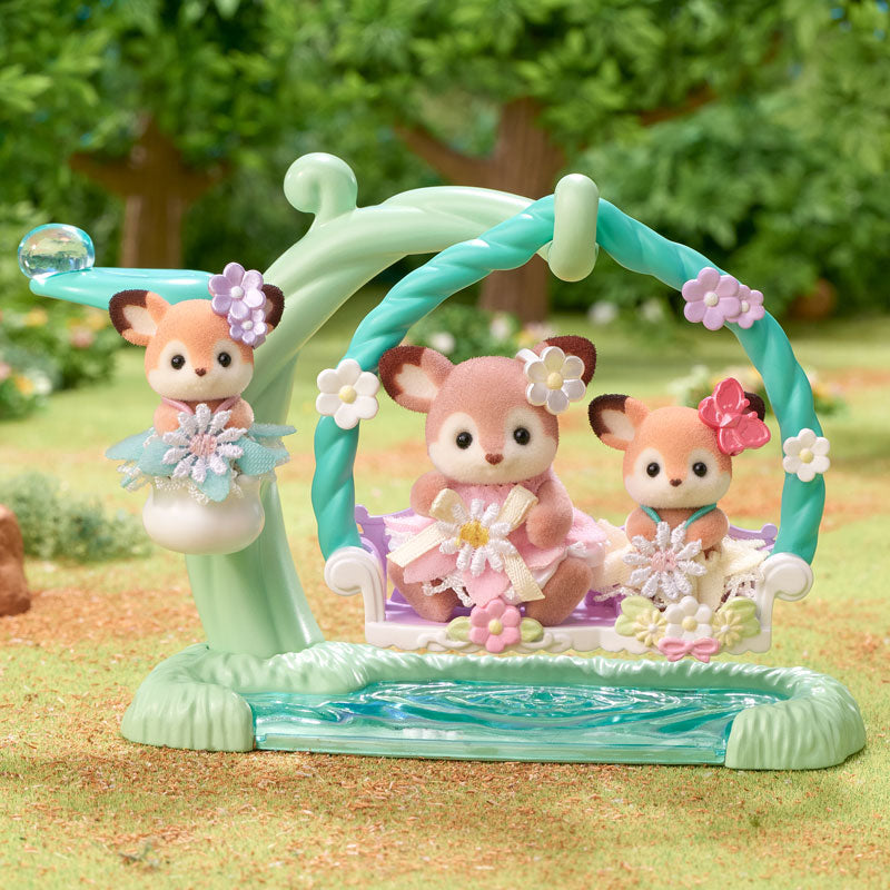 SylvanianFamilies|Deer Babies - Floral Swing Set 5801