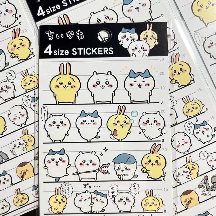 Chiikawa 吉伊卡哇|可爱多角色造型手账贴纸|约H205 x W95 x D1mm