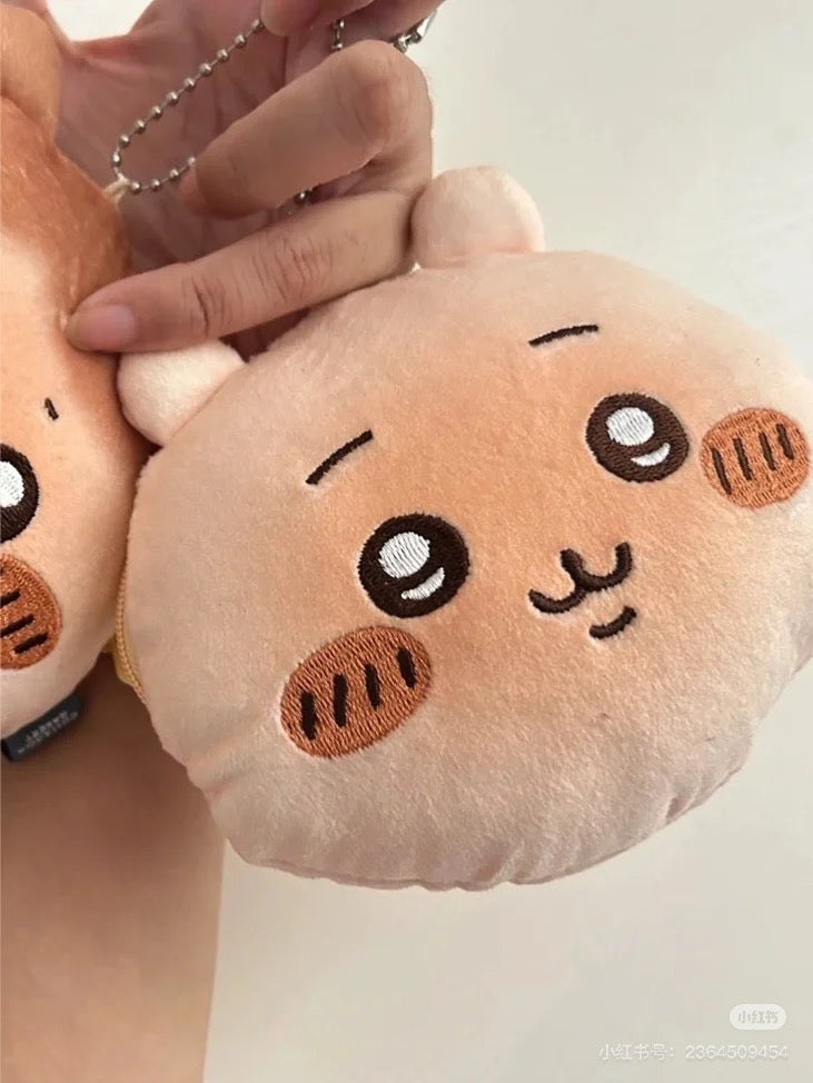 Chiikawa 吉伊卡哇|Face-shiped Mini Pouch / Chiikawa Bakery Bread-like面包店系列软乎乎脸型可爱角色零钱包挂件/包挂/耳机保护收纳包|约H115×W130×D40mm
