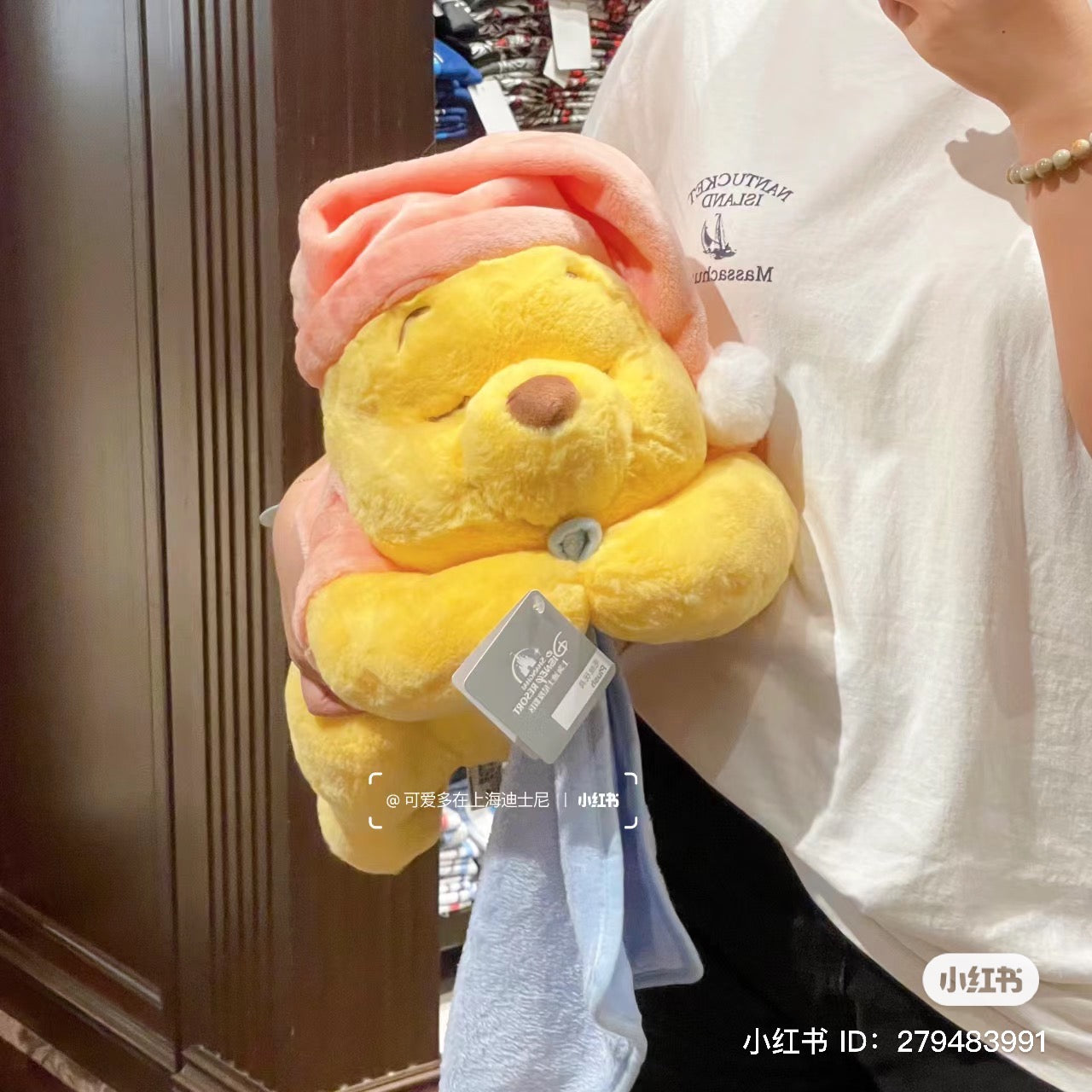 Disney SH|winnie the pooh居家维尼/晚安睡帽噗噗纸巾套/玩偶