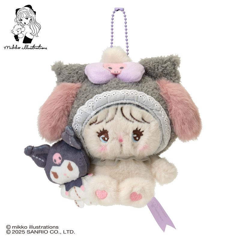 Sanrio|Mikko Illustrations Characters Mascot Holder /Plush Keychain|12cm W x 8.5cm D x 13cm H approx.