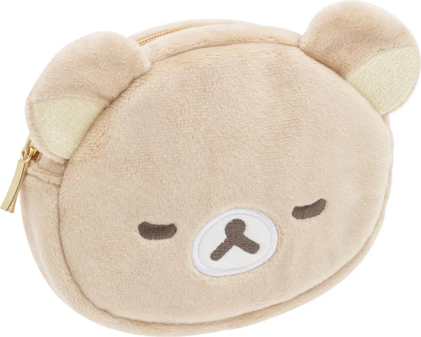 Rilakkuma轻松熊| San-X Plush Pouch / New Basic Rilakkuma脸型毛绒零钱包/小收纳包|约110 x 130 x 40 mm