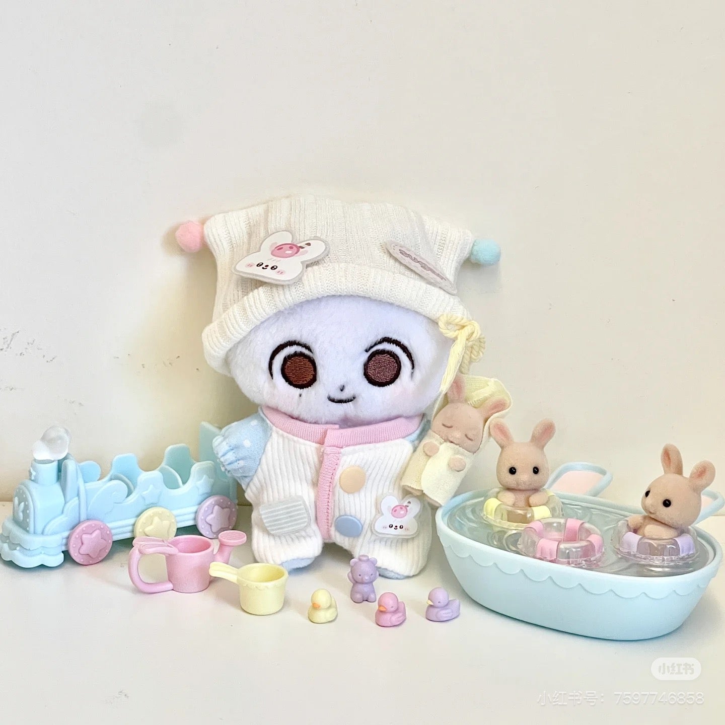 SylvanianFamilies|Triplets Baby Bathtime Set-Milk Rabbit-5707