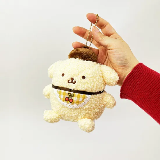 Sanrio|Cherry Check Pom Pom Purin Mascot Holder /Plush Keychain|13cm x 14cm x 11cm approx.