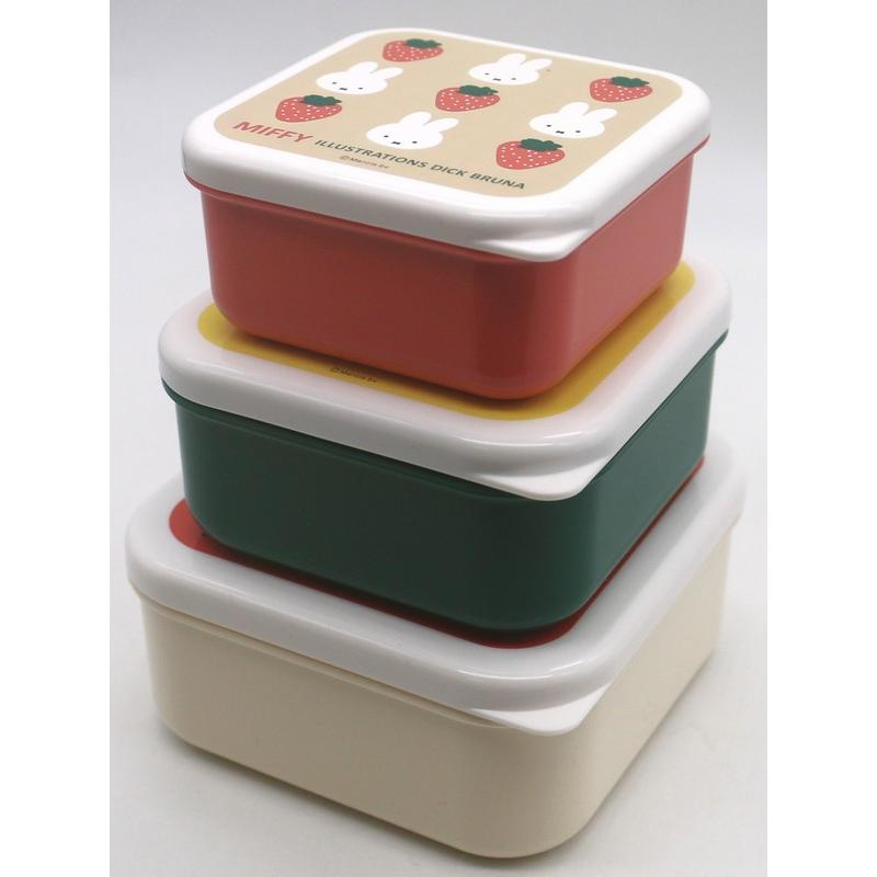 Miffy|Nesting Food Storage Container 3pcs Set - Strawberry