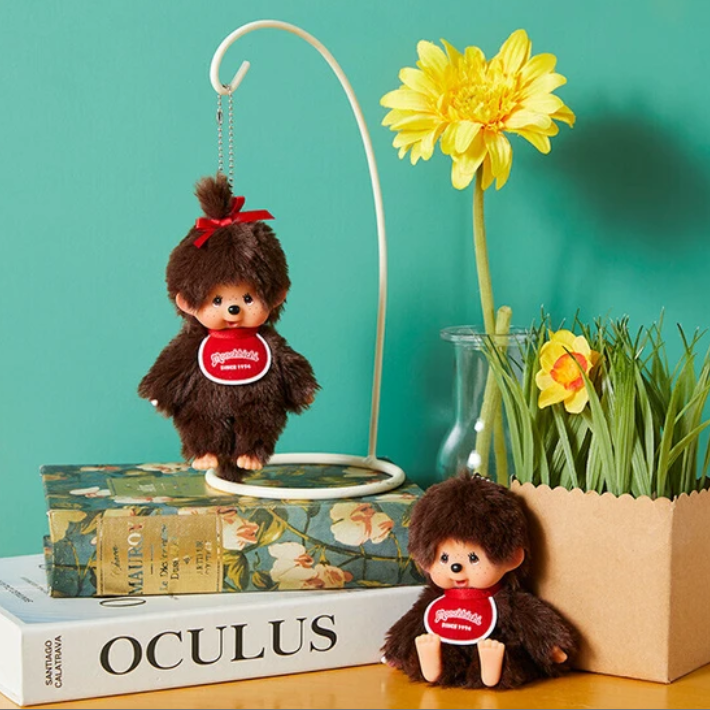 Monchhichi|Anime Character Mascot Holder /Plush Keychain|H13.5 x W8.5 x D5.5cm approx.