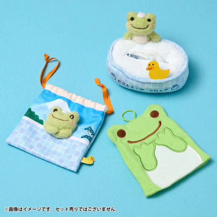 Pickles the Frog|Plush Tissue Box Cover Smile Sauna&Sento|H13×W17×D13cm approx.