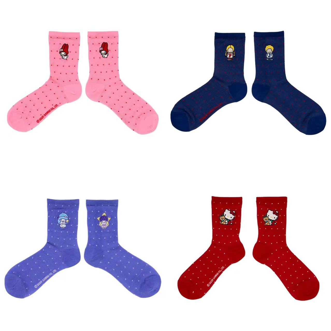 Sanrio|Embroidery Retro Nostalgia Crew Socks|23-25cm approx.
