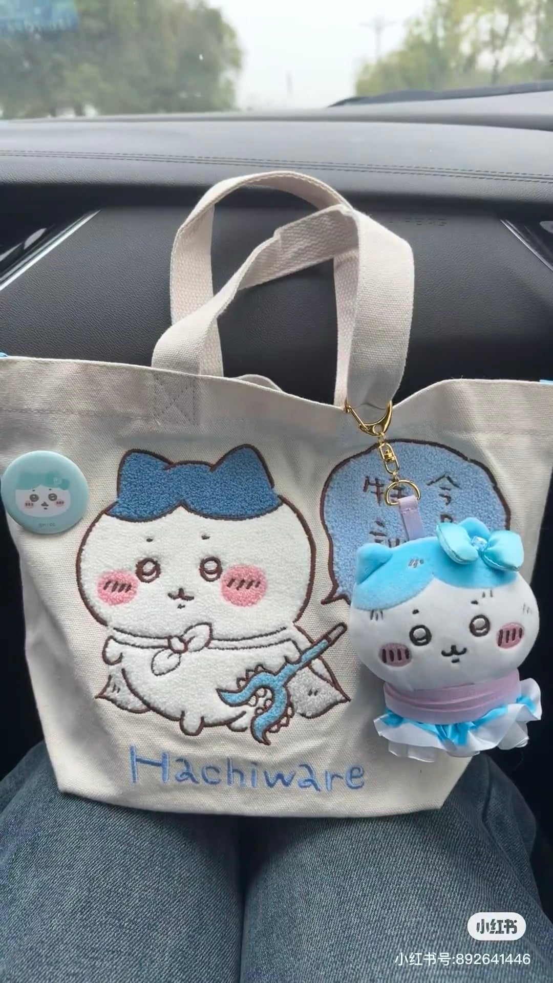 Chiikawa 吉伊卡哇|Otaku Goods - Chiikawa Caught Mascot Hachiware捆绑小八毛绒玩偶挂件/包挂|约H120×W80×D55mm