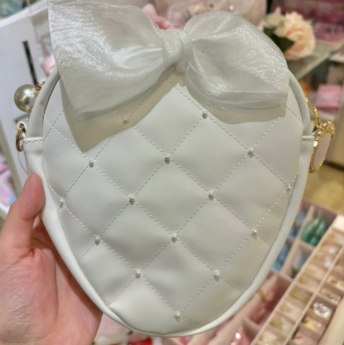 Sanrio|美乐蒂生日限定淡雪白草莓系列皮质感白草莓包|约16.5×6.0×18.0cm