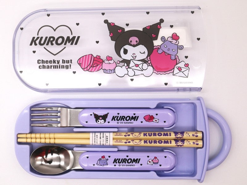 Sanrio|可爱印花Ag?抗菌外出便携餐具组|叉勺筷各1