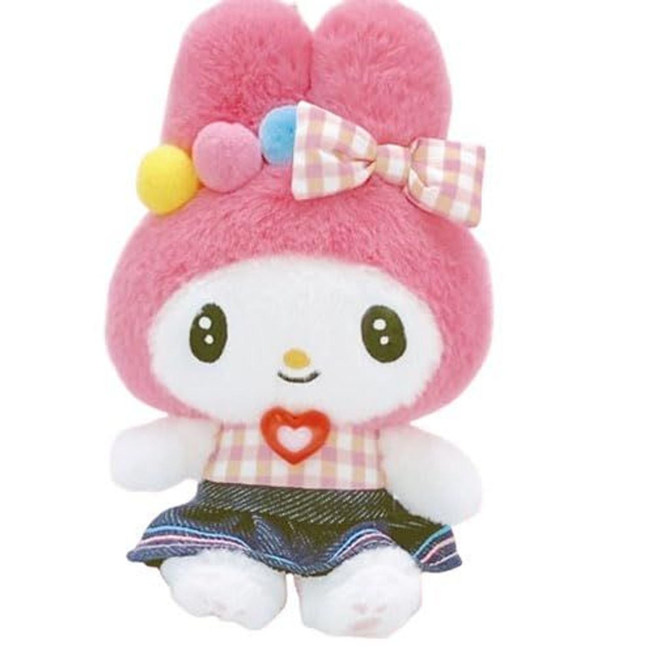 Sanrio|Gingham Denim Mascot Holder /Plush Keychain|14×10.5×7.5cm approx.