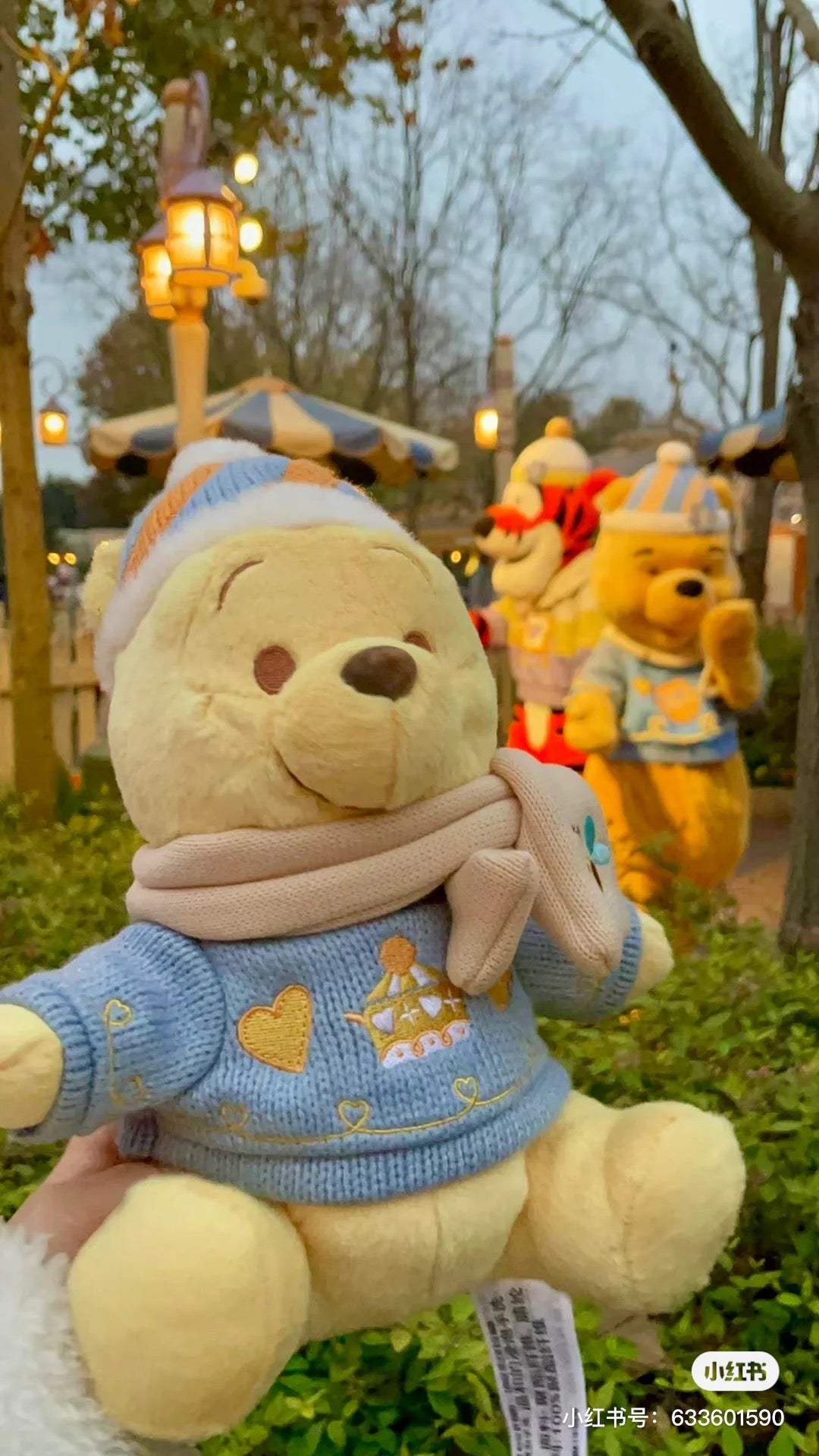 Disney SH|winnie the pooh冬日毛衣围巾噗噗公仔/玩偶