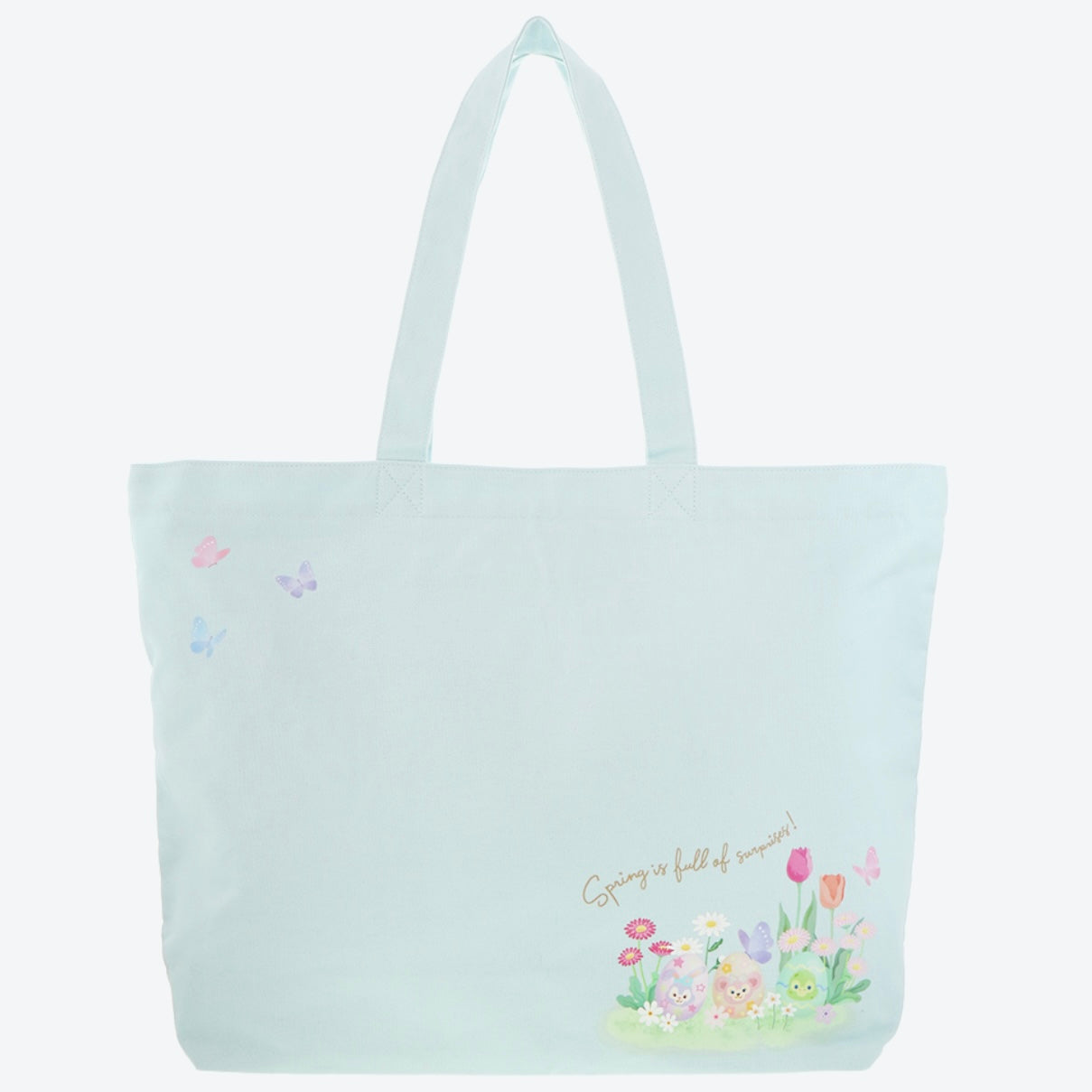 Disney迪士尼|2024东迪春日复活节限定浅蓝色超大容量拉链式帆布包/单肩包|約幅58×奥行14×高さ42cm