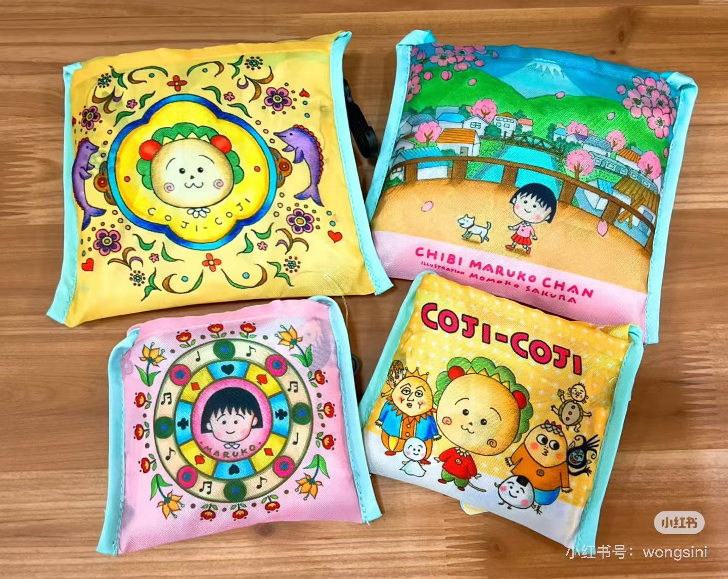 Chibi Maruko|Eco bag with pocket| H570×W420×D140mm approx.
