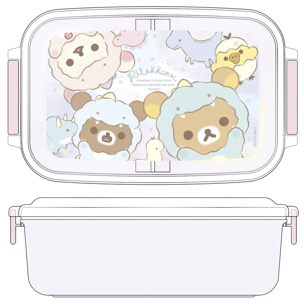 Rilakkuma轻松熊|San-X Lunch Box/ Dinasour抗菌午餐饭盒/带隔板/洗碗机可用|约169×104×58mm