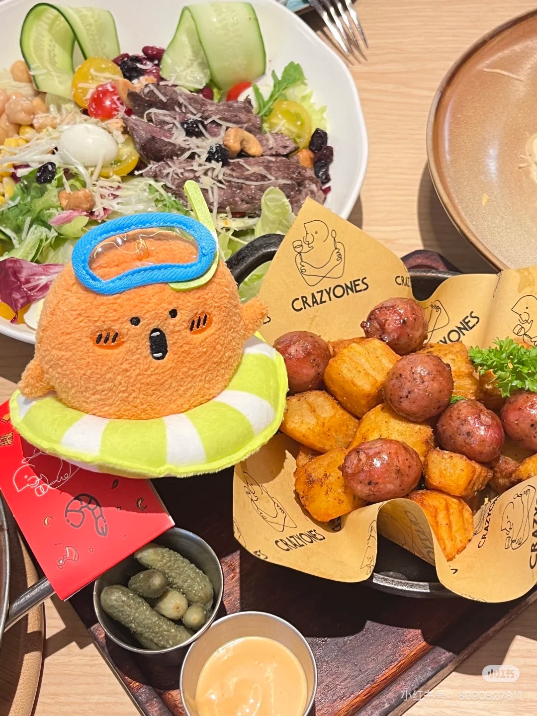 Nagano嘲讽熊|Market Petit Mini Mascot游泳圈薯饼可乐饼毛绒挂件/包挂|约H95×W100×D100mm