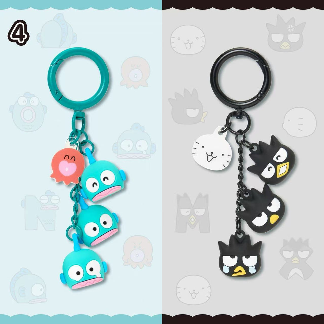 Sanrio|Hangyodon & Bad Badtz-Maru Funny Face Design Keychain/Keyring|W4 x D2.5 x H8cm approx.