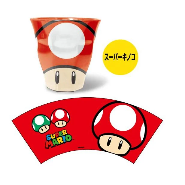 Nintendo|Mario Melamine Tumbler - Mushroom / Super Mario Brothers超级马里奥蘑菇头奇诺比奥树脂防摔漱口杯/水杯/正反两种图案|约88×90mm