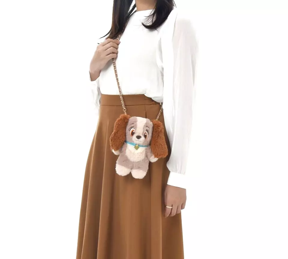 Disney迪士尼| Fluffy Pochette Shoulder Bag - Dog Lady流浪汉与小姐毛绒斜挎包/手提包|约20.5×21×7cm